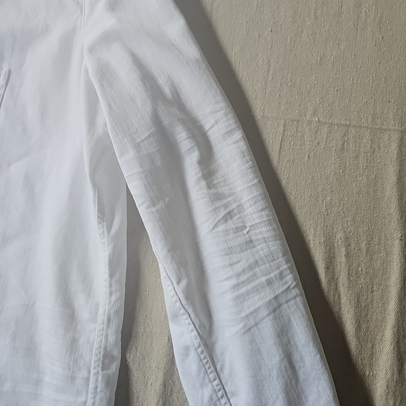 Frank & Eileen Womens L White Eileen Relaxed Button Up Shirt Distressed STAINED - Picture 8 of 12